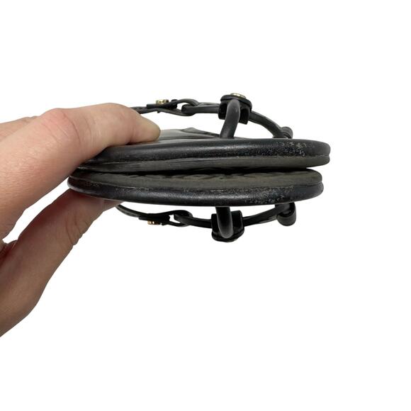 TORY BURCH Perfect Black Matte Leather Miller Logo Sandals Size 7.5 - Picture 5 of 8